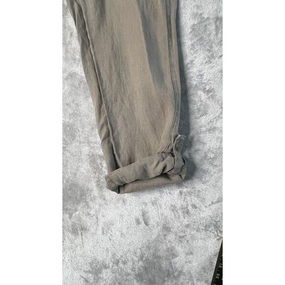 Pure Jill Pull On Linen Pants Women's Medium Olive Green Crop Cuffed Boho Beach - Picture 7 of 12